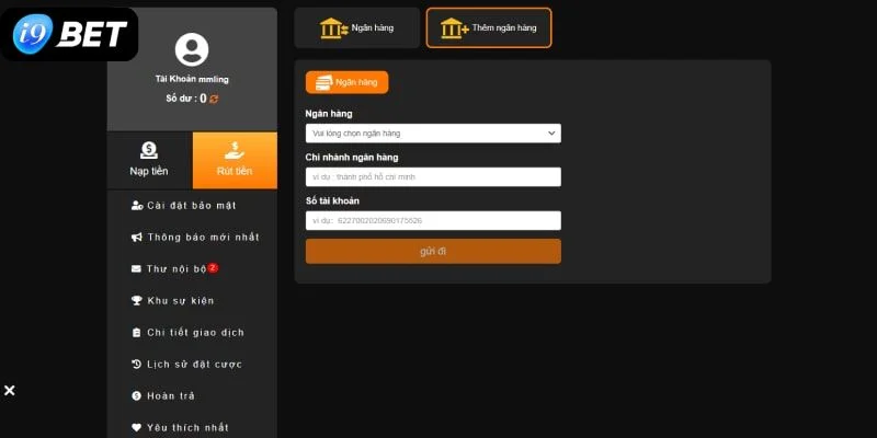 Thao tác rút tiền tại sân chơi I9BET COM rất nhanh gọn.